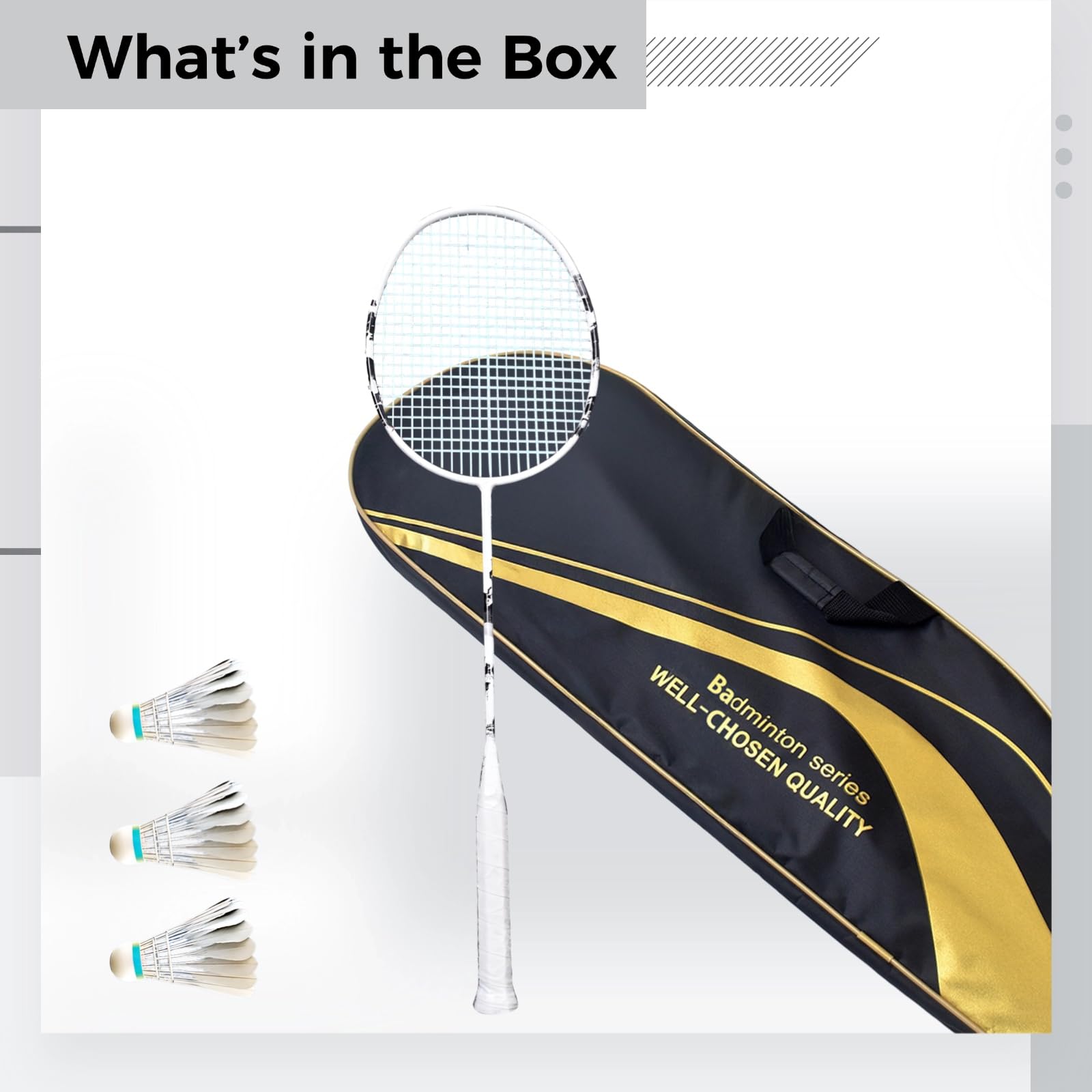 Juego de raquetas de bádminton ligeras de fibra de carbono, raqueta de entrenamiento 4U con cuerdas de alta tensión, funda de transporte, cinta de agarre y 3 volantes