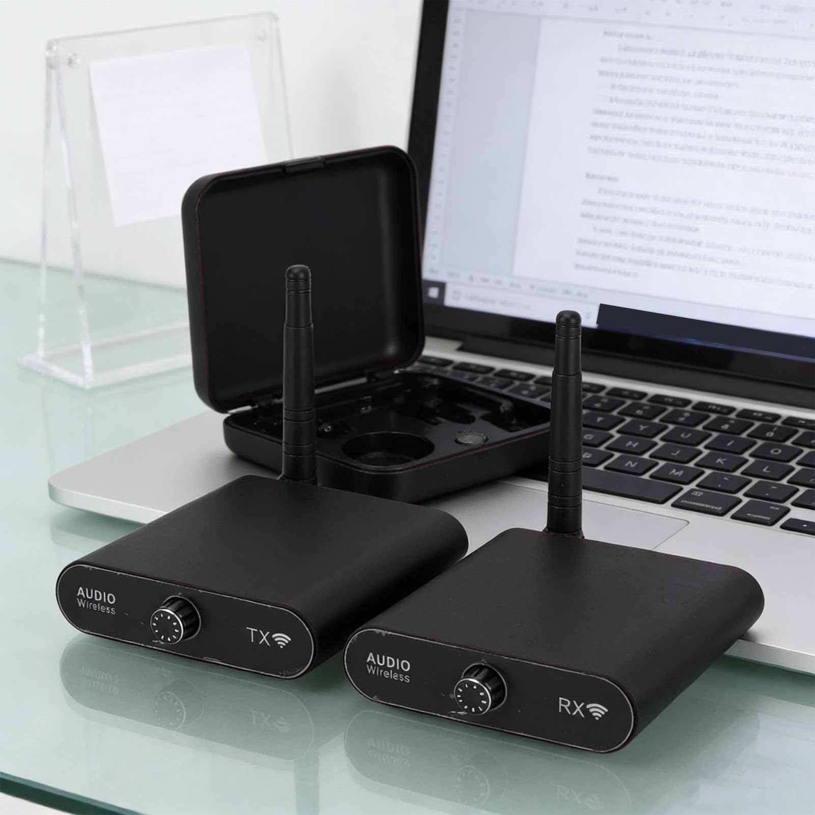 Tosuny Set Trasmettitore e Ricevitore Wireless 2.4GHz con 2 Ricevitori | Zero Delay HiFi Sound Adapter Kit, 100m Range, for Speakers, TV, Home