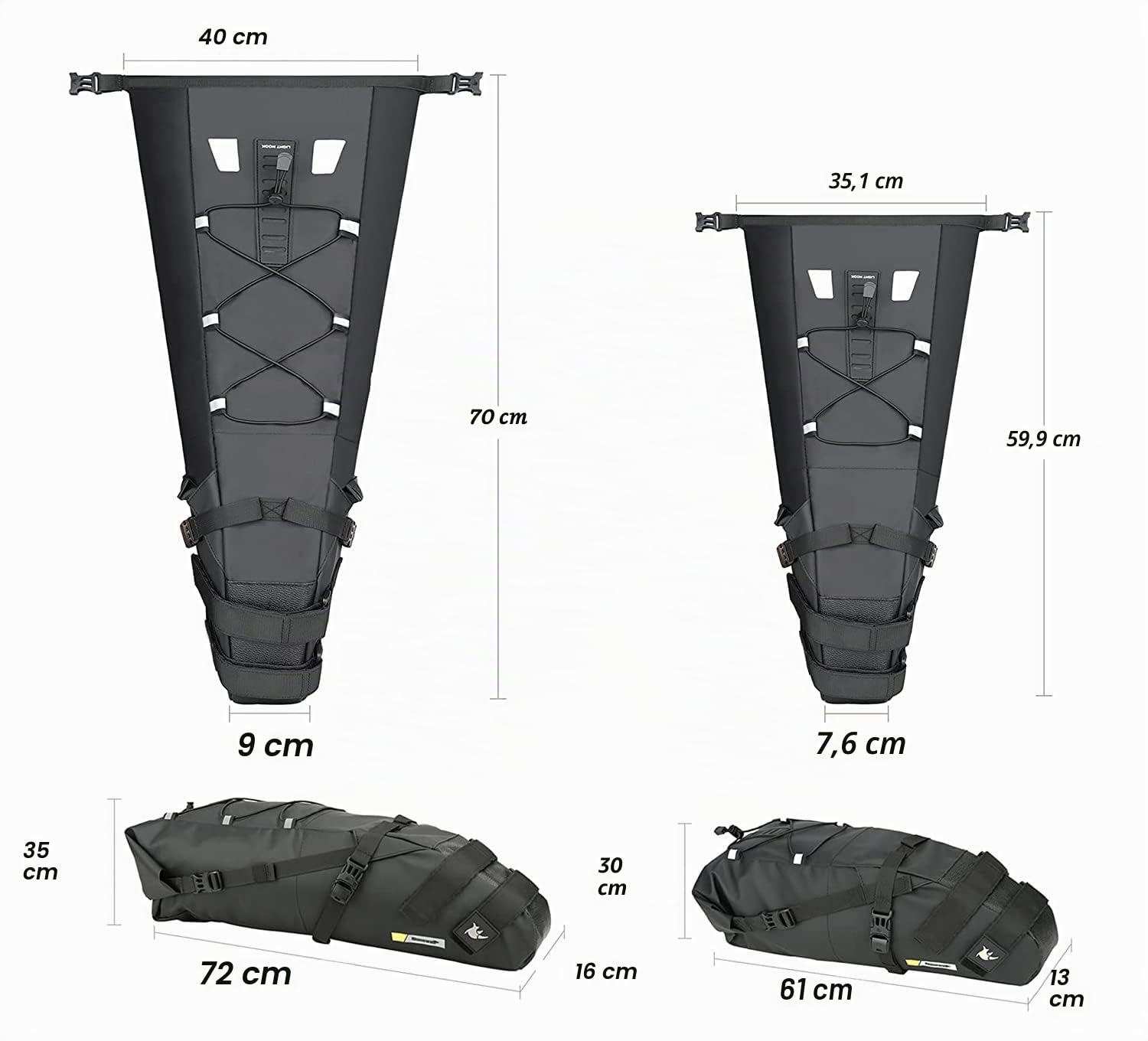 Rhinowalk Sacoche de Selle de vélo étanche 10/13 l pour vélo de Route et de Montagne