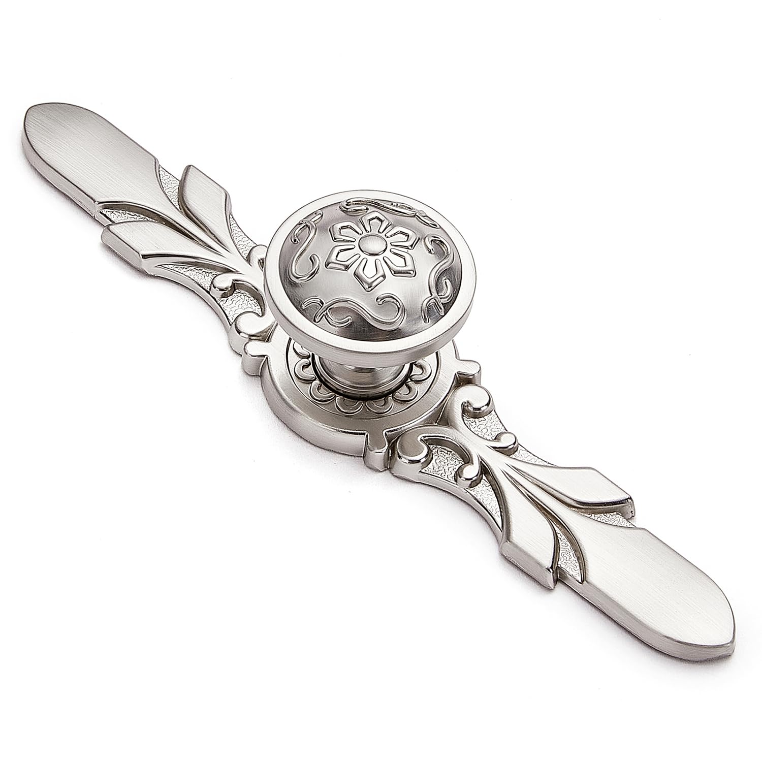 10 Pack Kitchen Cabinet Knobs - 5.8Inch Brushed Nickel Knobs with Plates, Cabinet Hardware Knobs and Plates for Bathroom Office Dresser Drawer knobs and Cupboard Door