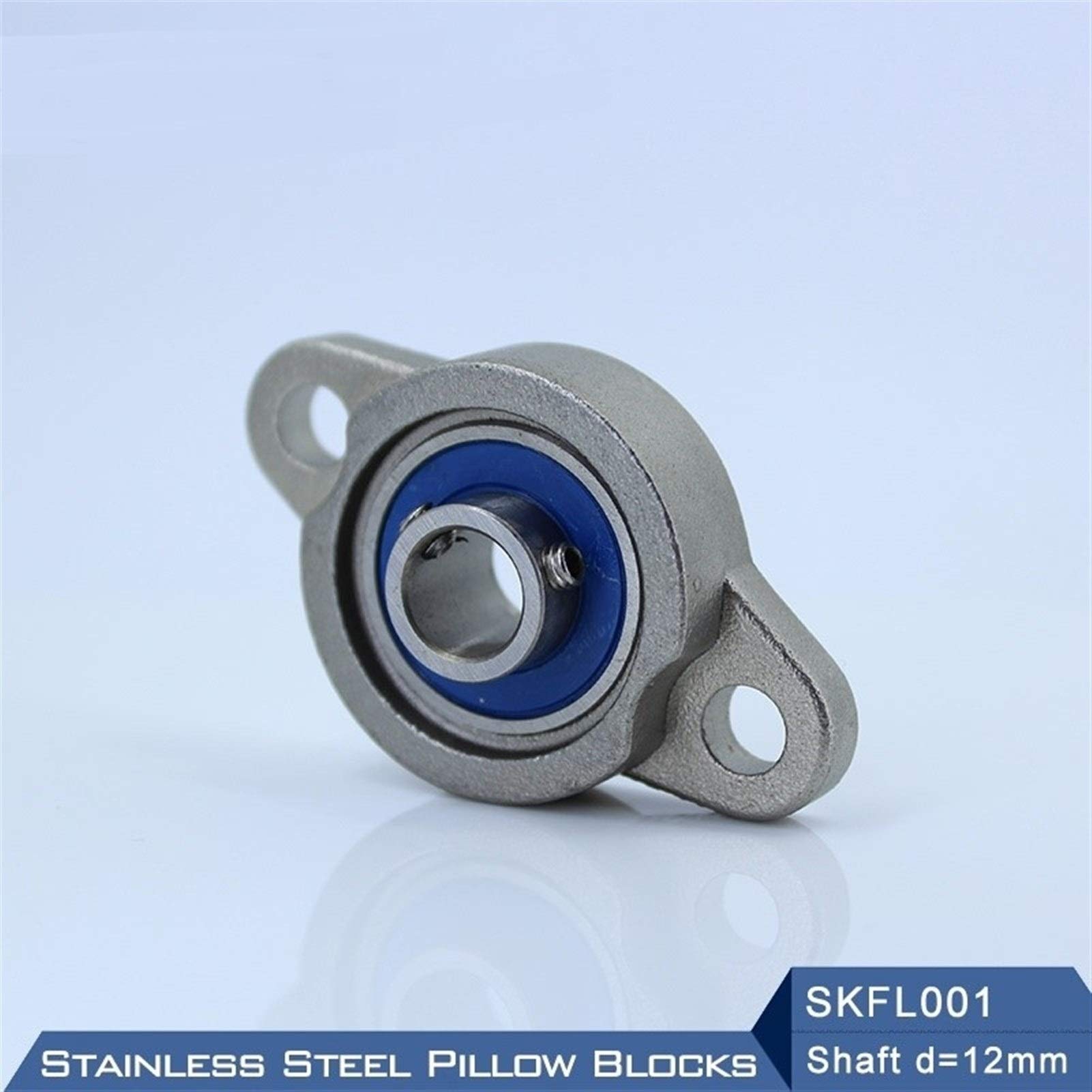 Boîtiers de roulement SKFL001 Arbre de roulement 12 mm Boîtiers de roulement SSKFL001 Roulements à Semelle en Acier Inoxydable S KFL001 Roulements montés 12 mm Roulements à Semelle