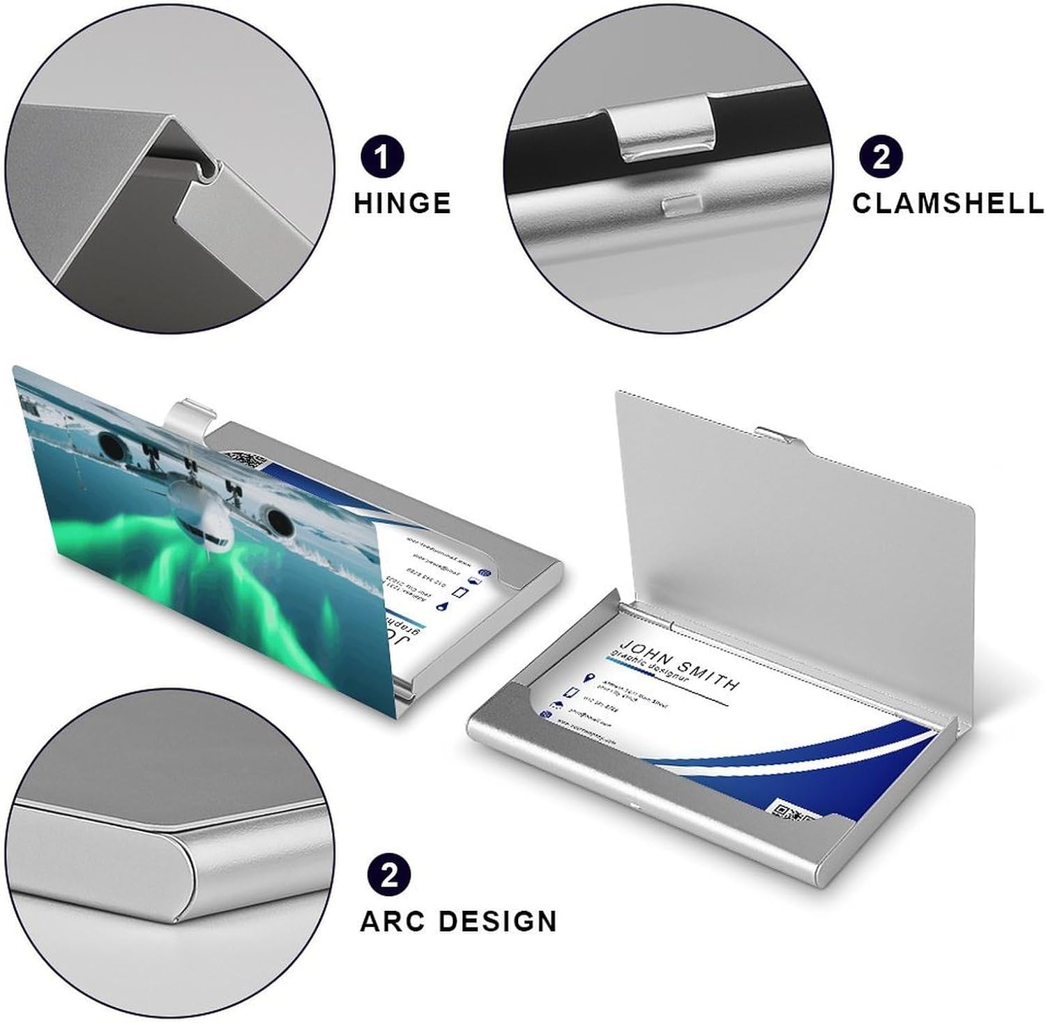 Slim Business Card Case for Men & Women Airplane Night Sky