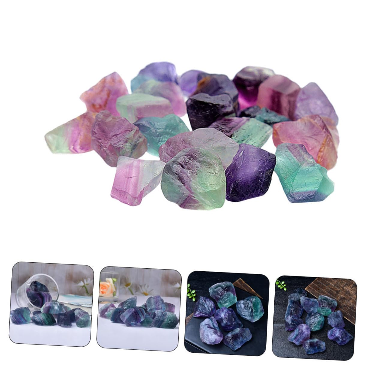 ULTECHNOVO Handgefertigter Aromatherapie Diffusor aus Natürlichem Fluoritstein Mehrfarbiges Dekorationsornament für Angenehmes Scented Stone Block