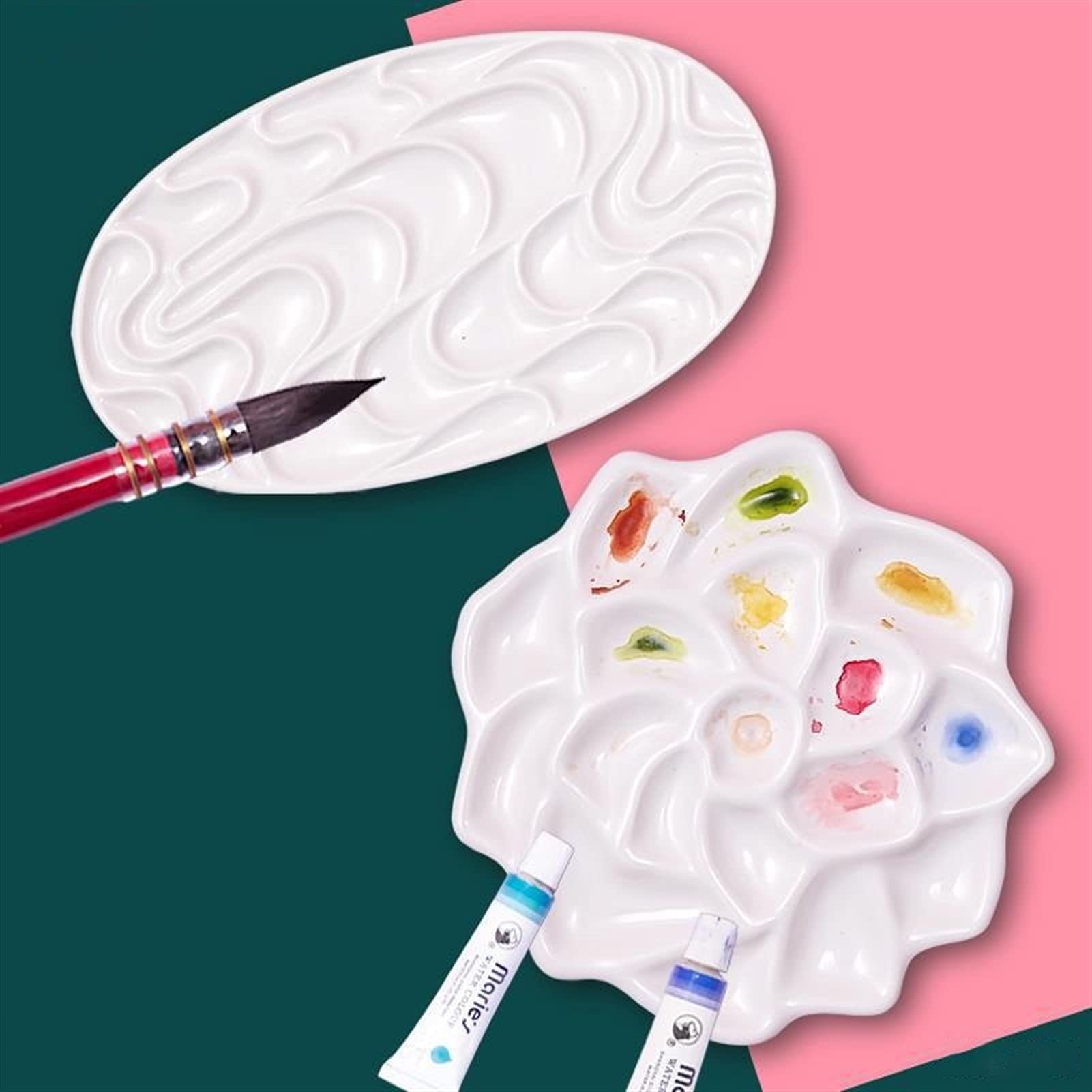 paleta akwarelowa paleta Rose Shape Paint Palette Artist 8” tacka na farby gwaszowe akrylowe olejne