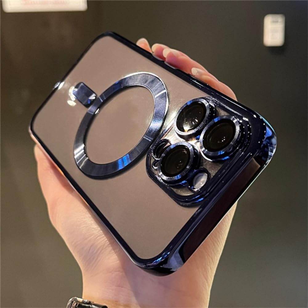 Coque de téléphone transparente magnétique en bleu profond pour iPhone 15 Plus - 8