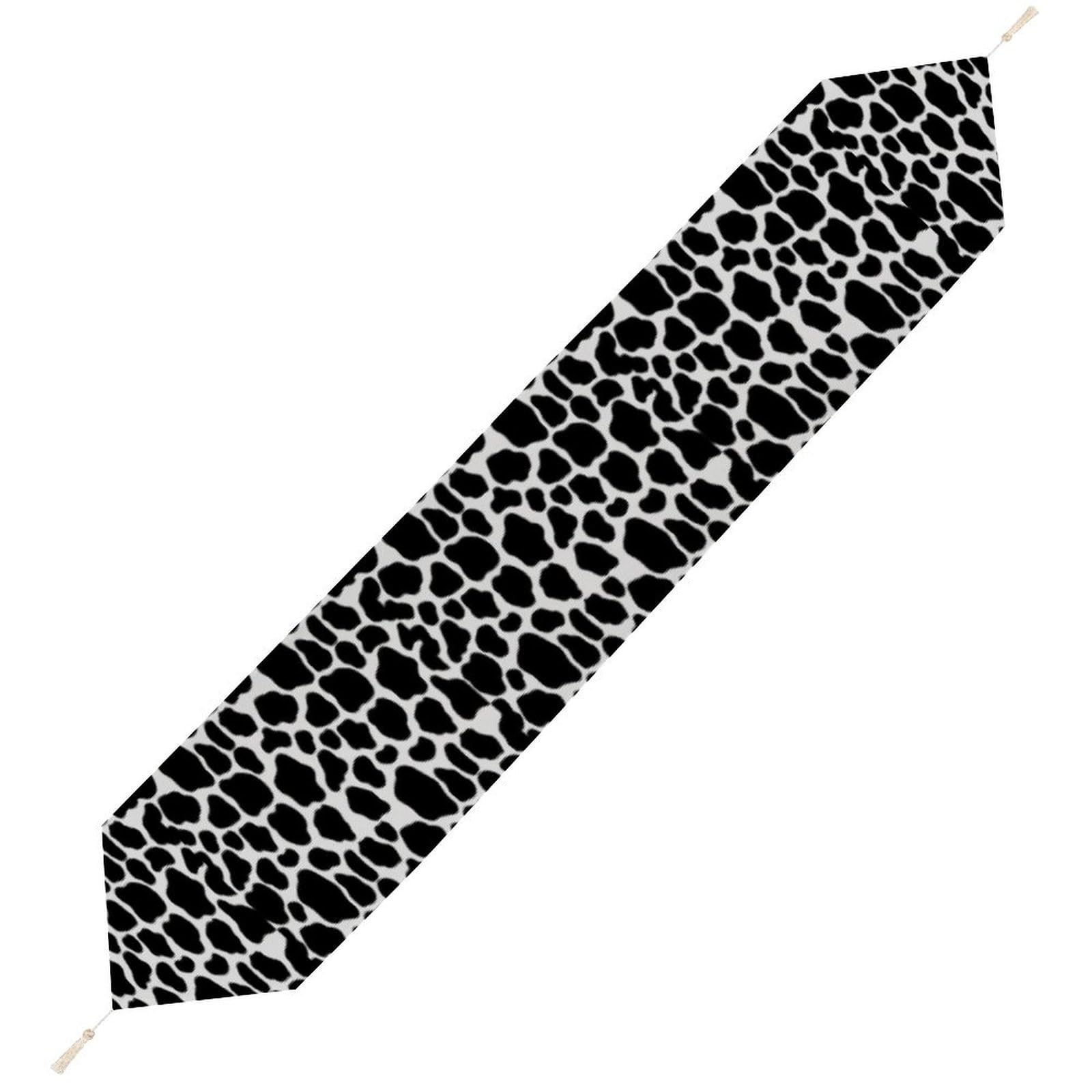 JZemdybill 229*33cm Table Runner with Tassel, Cow Pattern Milk Cow Table Runner, Table Decoration for Kitchen, Party, Restaurant