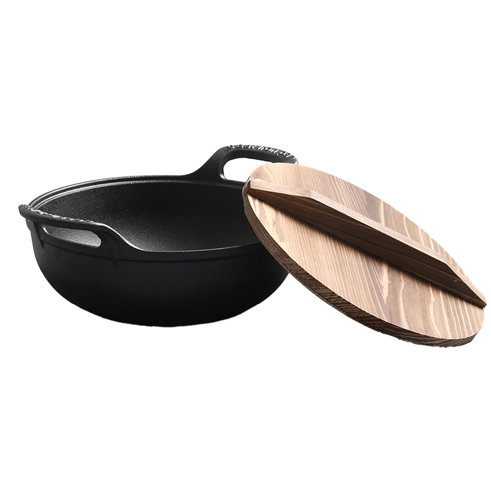 Mingzhe Dual Handle Cast Iron Wok With Lid Anti Stick Design For