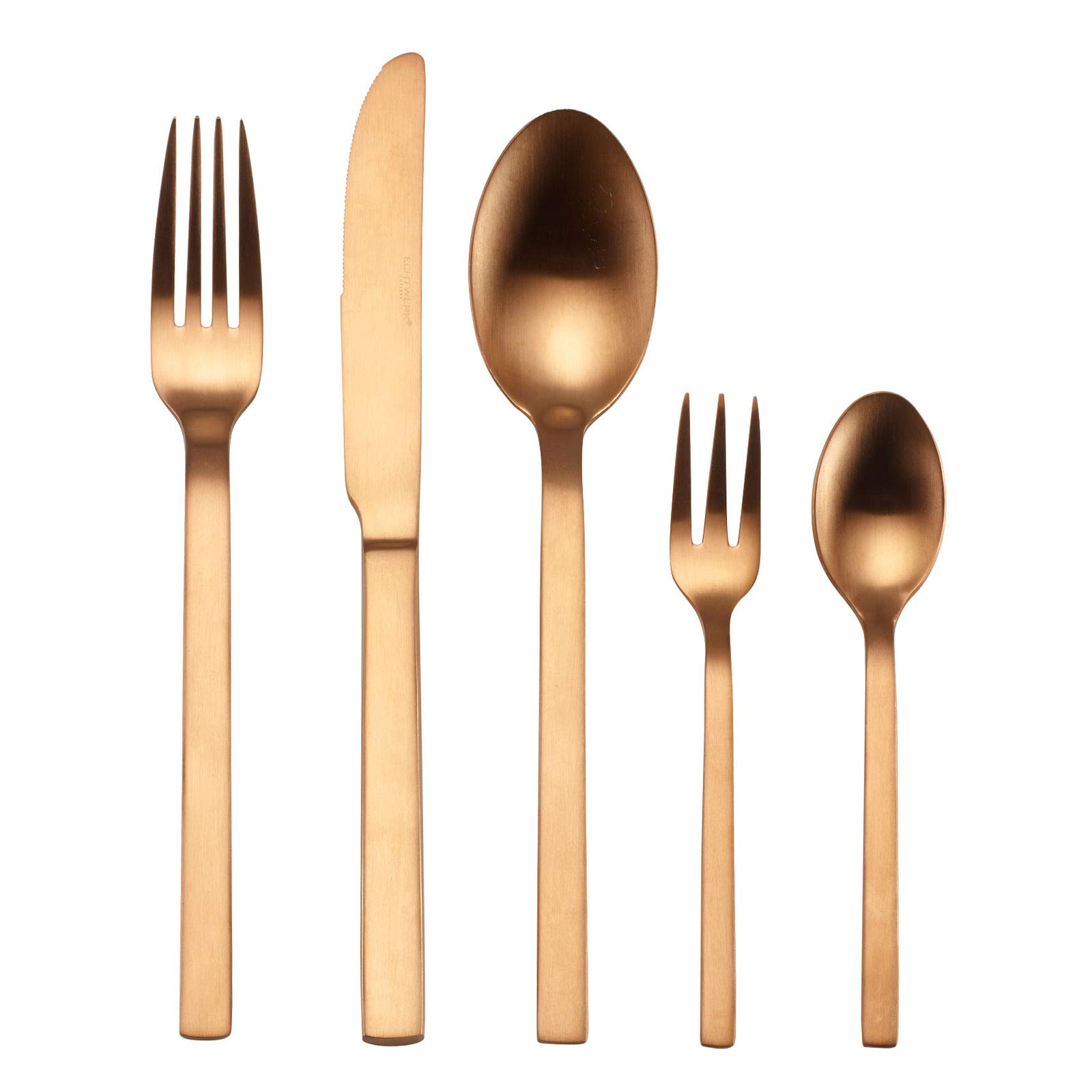 ECHTWERK set di posate da tavola Milos, PVD bronzo opaco, 30 pezzi, per 6 persone, acciaio inox 18/10, set di posate incl. cofanetto di conservazione