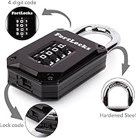 Vista 3 de 2 Pack Heavy Duty Waterproof Combination Lock - 4 Digit Resettable Black