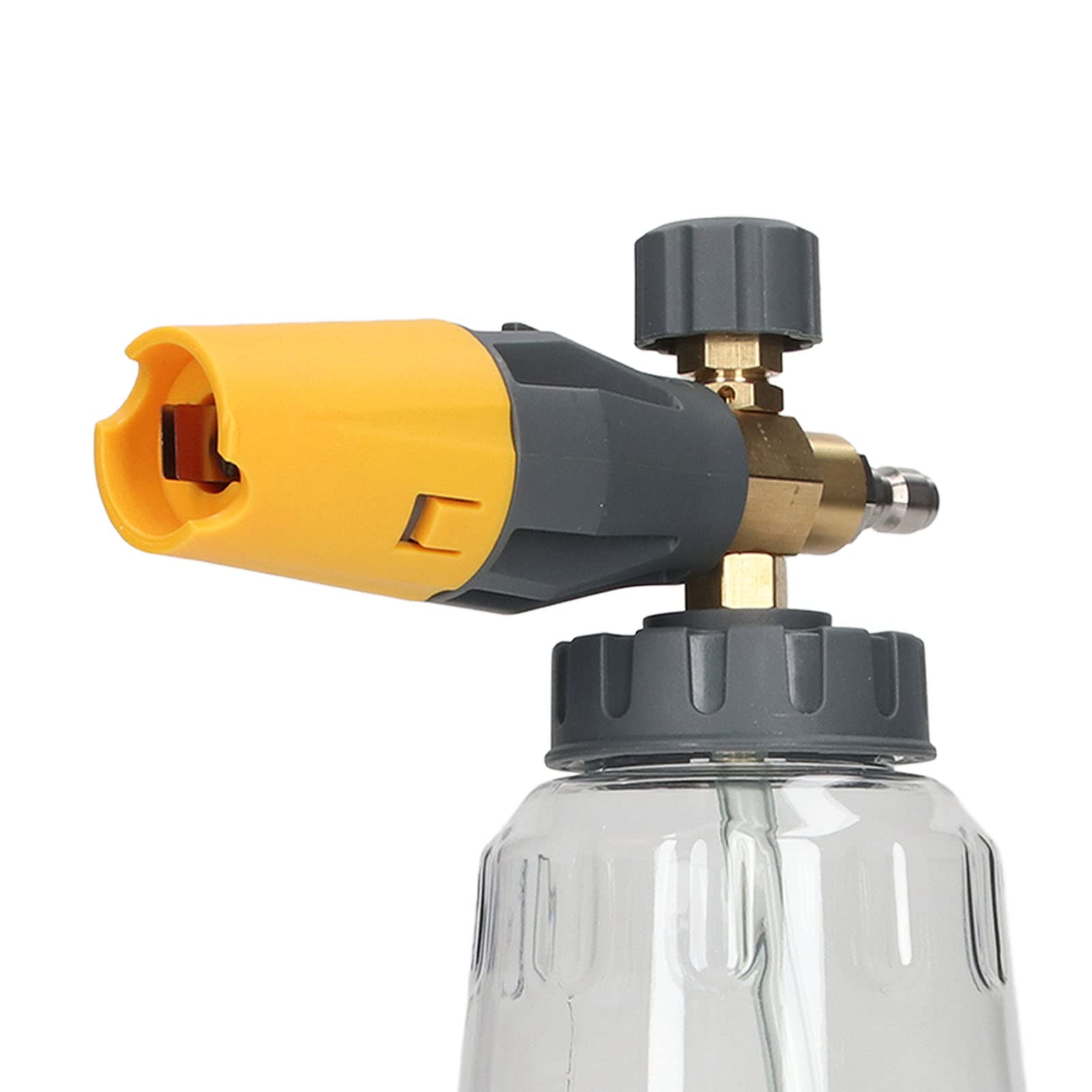 Fafeicy Generatore di Schiuma per Idropulitrice 1L, Ugello Regolabile 4000psi, Connessione Rapida 1/4 Pollici NPT Giallo
