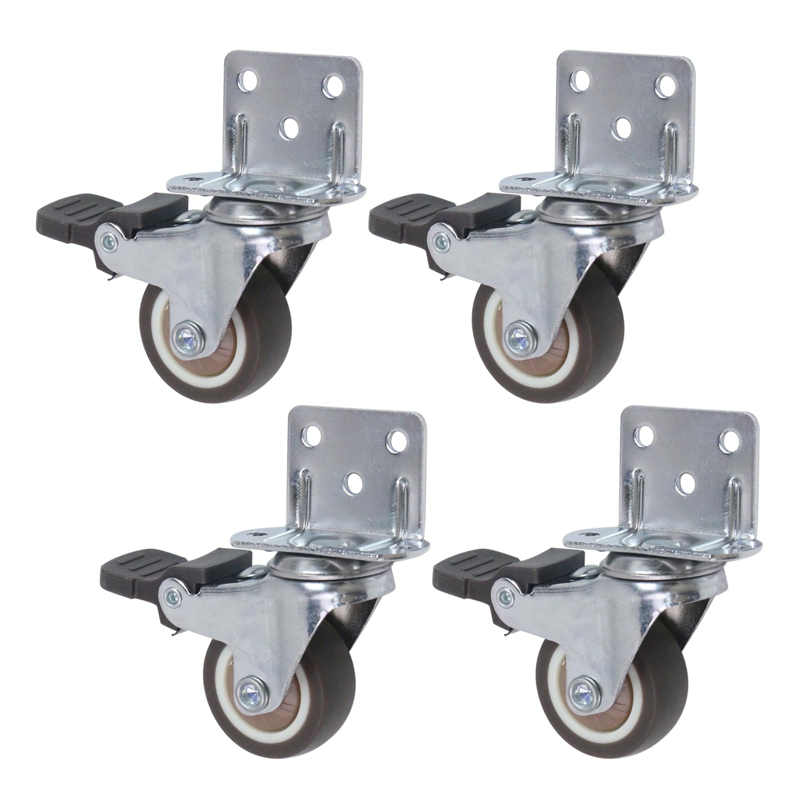 2inch L-Shaped Caster Wheels, Side Mount Casters Set Of 8, Heavy Duty Casters With Brake, Double Bearing Locking Polyurethane(PU) Wheels For Baby Beds/Cabinets/Furniture(8 Pack In Dubai - UAE | Plate Casters - View #13
