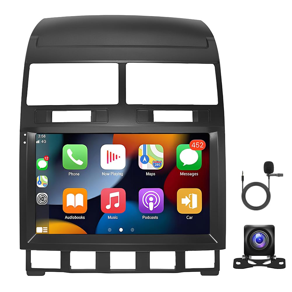 2+64G Android 15 radio samochodowe do V&W Touareg 2003-2010, 9-calowy ekran dotykowy Double Din Radio do Touareg Carplay Android Bluetooth WiFi GPS DSP DAB FM AHD kamera cofania Mirror Link