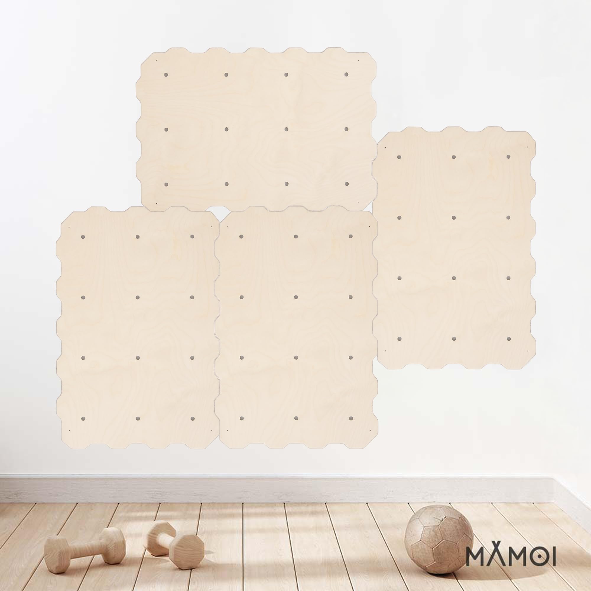 MAMOI® Muro de Escalada para niños | Muro de Escalada para habitación de Madera Natural o Madera de Yarn | Pared de Escalada sostenible | Muro de Escalada para niños con Asas | 100% Eco