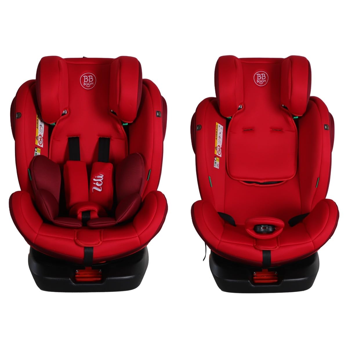 Seggiolino auto girevole a 360° ZELI - i-Size evolutivo da 40 a 150 cm (0-36 kg) - Isofix & Top Tether Rosso con baldacchino