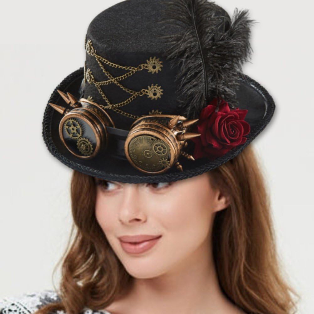 Unisex Steampunk kapelusze steampunk czapka z goglami na kostium na Halloween fantazyjna sukienka steampunk akcesoria