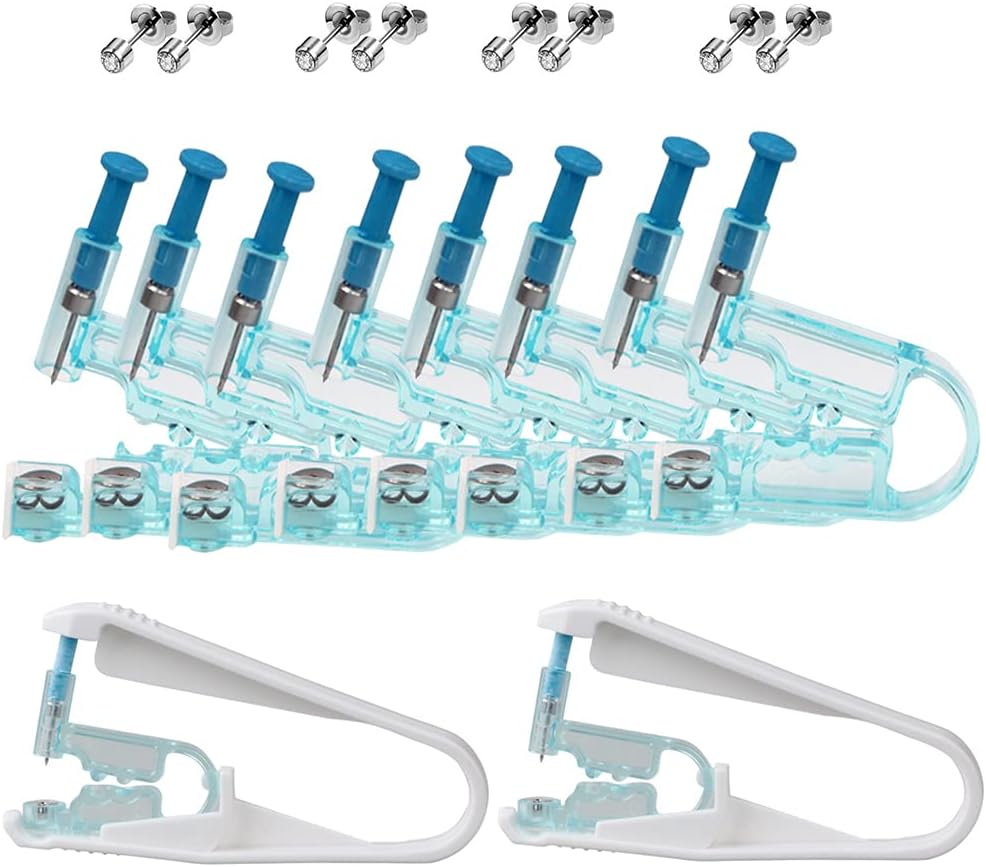 Ear Piercing Gun Kits, 8 Pcs Earring Piercing Unit Kit with Ear Stud and 1 Pcs Aid Piercing Tool