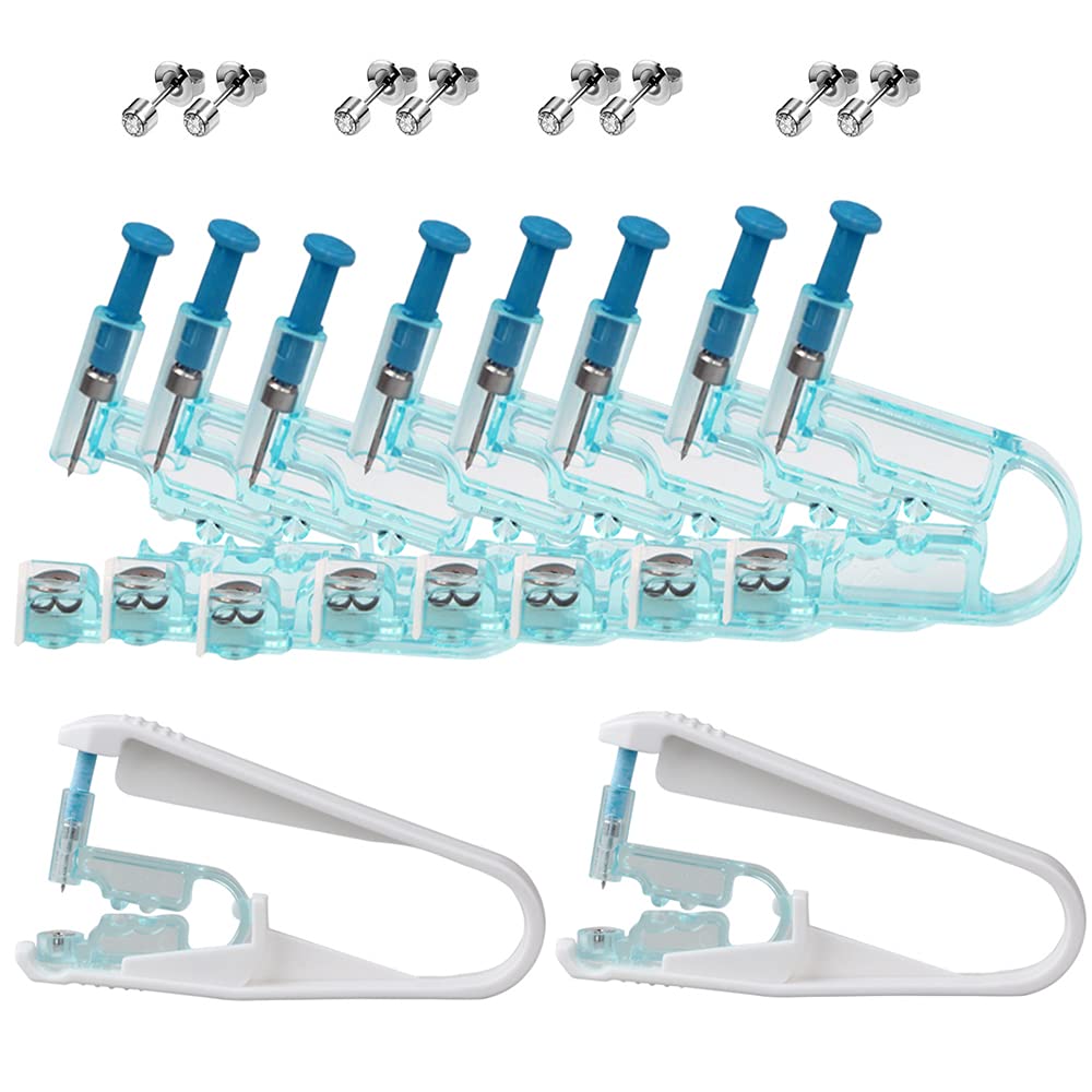 Ear Piercing Gun Kits, 8 Pcs Earring Piercing Unit Kit with Ear Stud and 1 Pcs Aid Piercing Tool