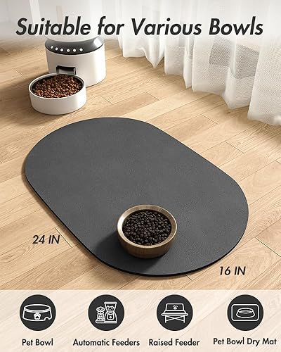 Miniatura 7 de Tapete absorbente para perros para comida y agua, tapete de alimentación de mascotas de secado rápido, sin manchas, ideal para bebedores desordenados
