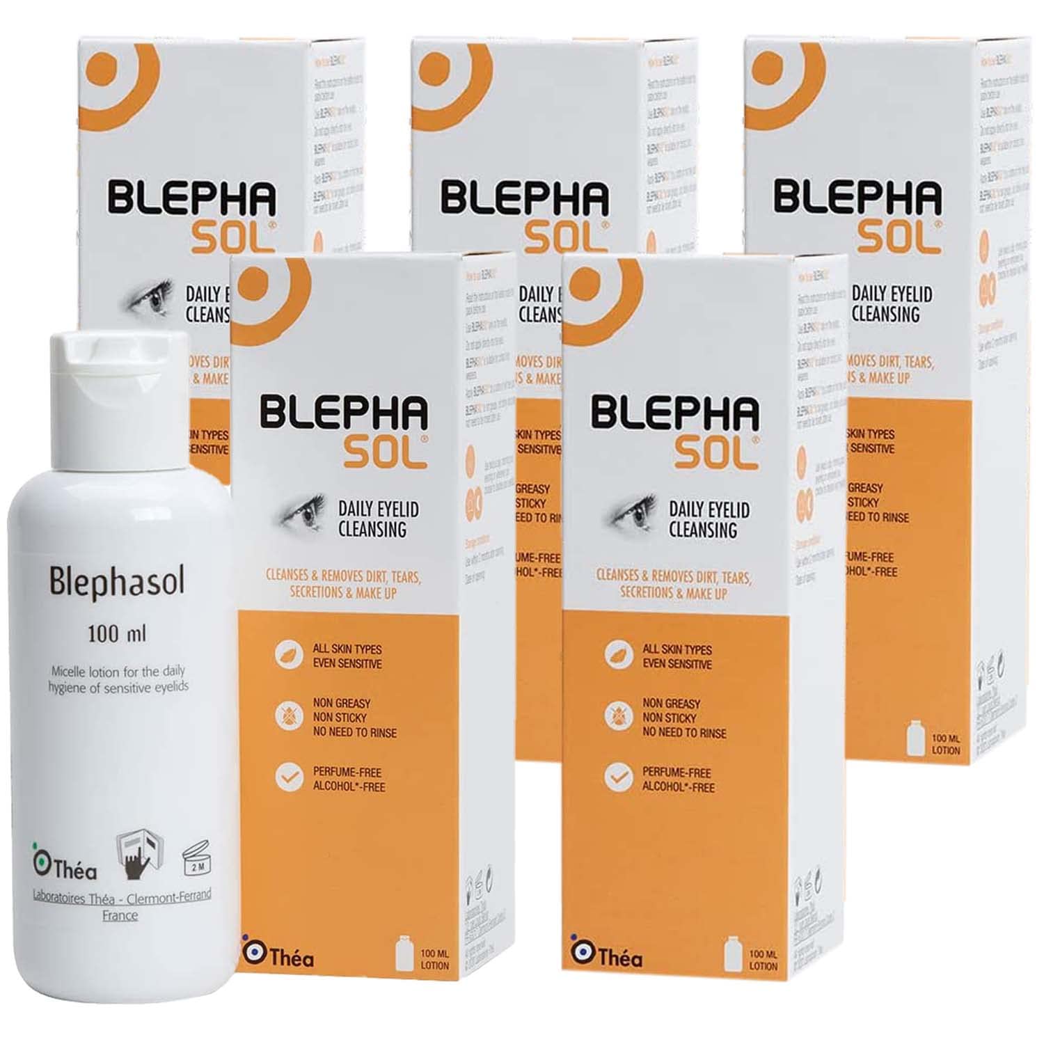 Blephasol Micellar Lotion - The Gentle Cleansing Solution for Sensitive Eyelids | Alcohol and Preservative-Free, Non-Irritating Formula | Suitable for Daily Use | Pack of 5 x 100ml