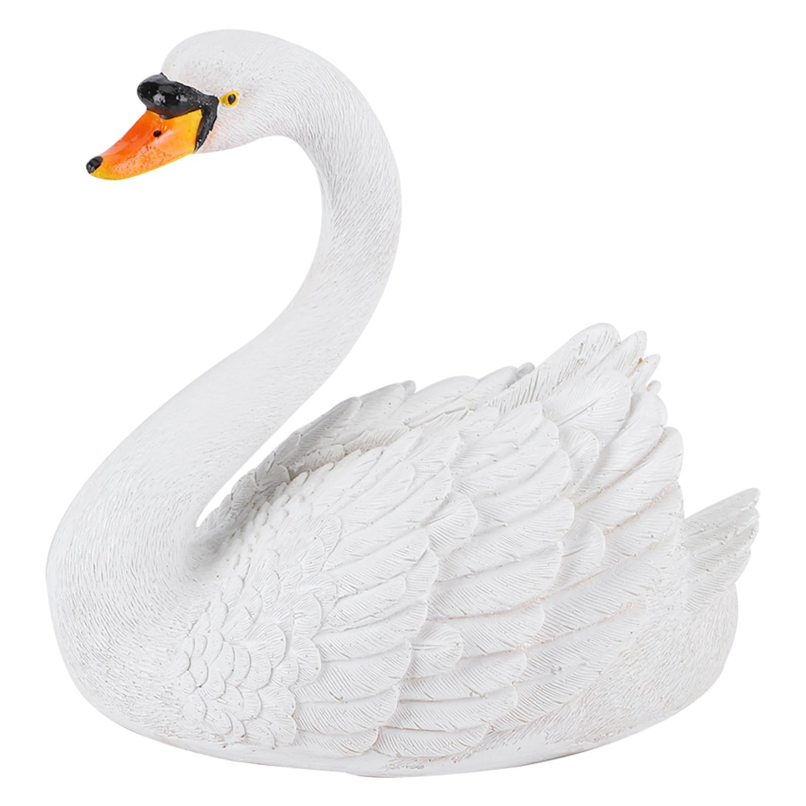 Oumefar White Resin Swan Decor Floating Simulation Pond, Swan Animal Figurine, Swan Statue For Landscape Yard Garden Ornamentgarden Decoration