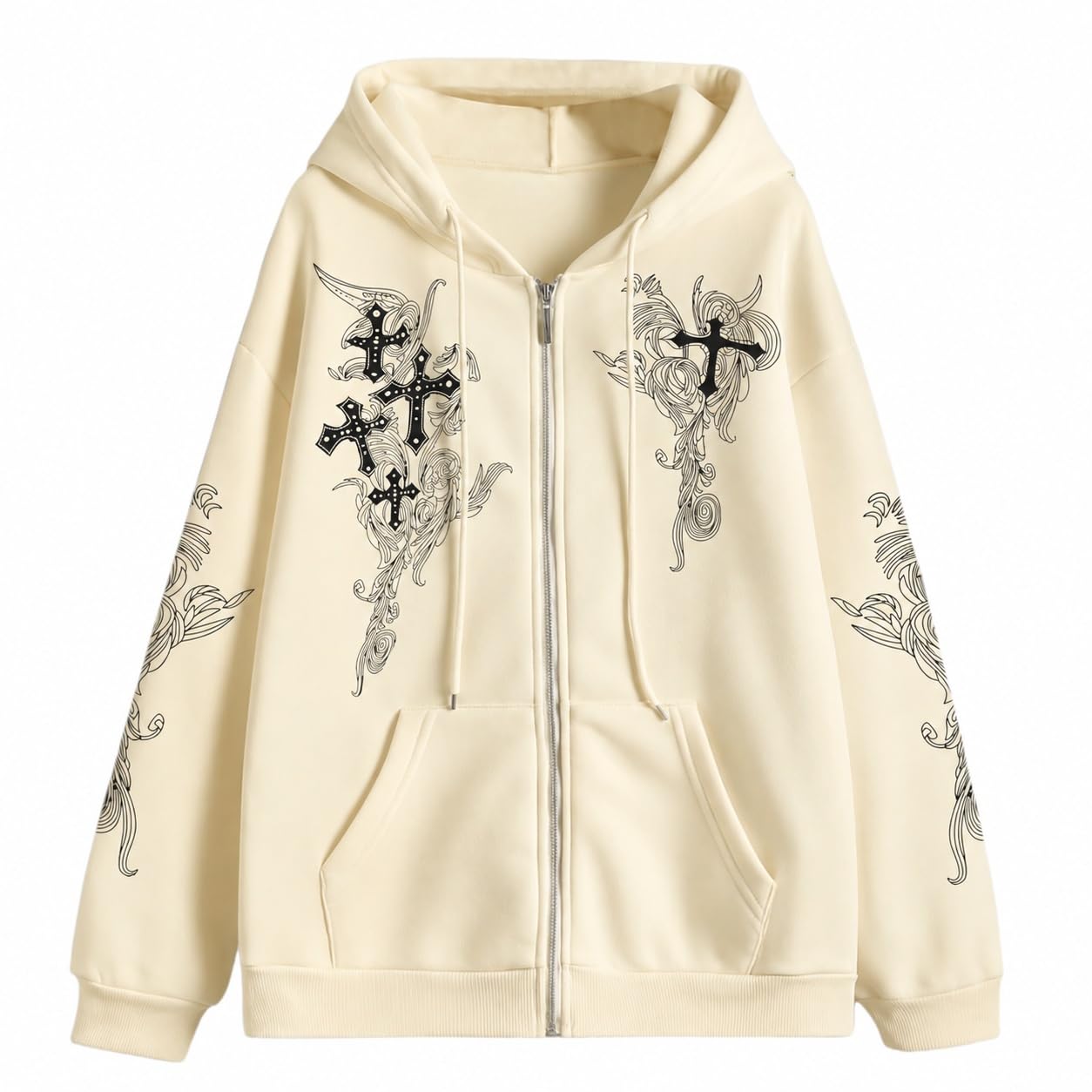Kelxjia Zip Up Hoodies Y2k Jacket Graphic Gothic Jackets Grunge