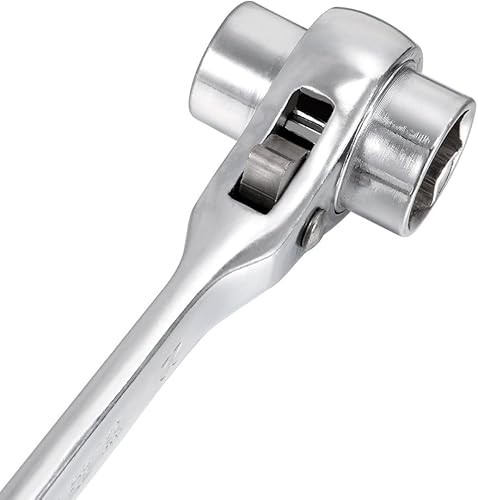 Miniatura 3 de uxcell 0.748 x 0.866 in forja podger andamio trinquete zócalo pulido cromo acabado llave, Cr-V