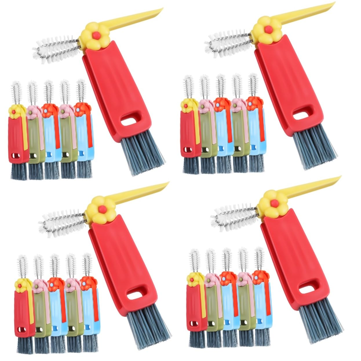 Set di spazzole multiuso per la pulizia, include scovolini per fessure, bottiglie, tubi, mocio per acqua, spazzole per la pulizia della spina elettrica, 6 pezzi x 4 set