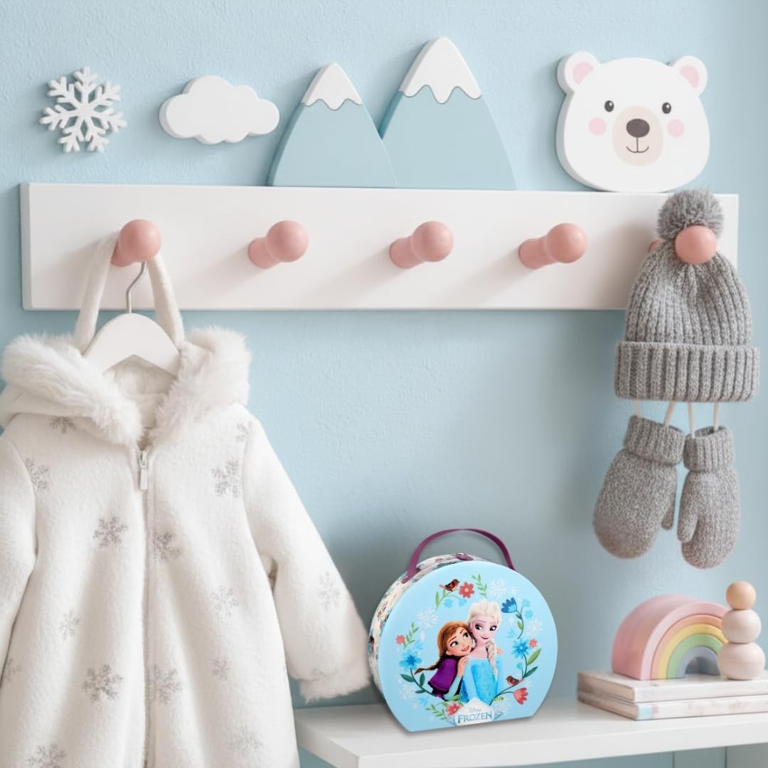 Disney Frozen Runder Make-up Koffer | Kinder Schminkkoffer mit Lipgloss, Lidschatten, Nagellack & Spiegel – Komplettes Beauty-Set im Glitzerkoffer