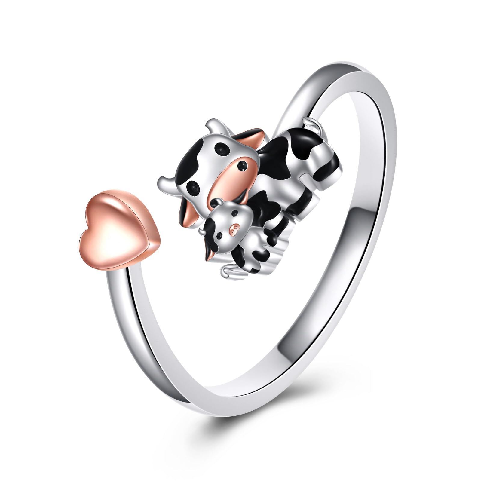 YFN Gato, elefante, rana, pingüino, panda, koala, perezoso Anillo de plata de ley 925 Anillo con extremo abierto Tamaño ajustable Lindo Animal Joyería Regalos para Mujeres Hombres