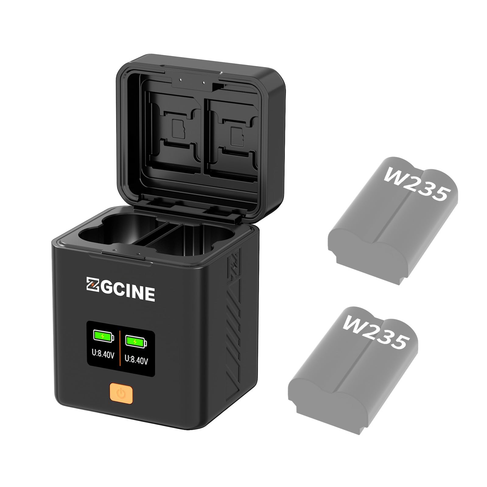 ZGCINE PS-W235 Caja de carga dual USB-C con carga rápida PD para batería NP-W235, para GFX100RF, XT5, XT4, VG-XT4, XS20, GFX50S II
