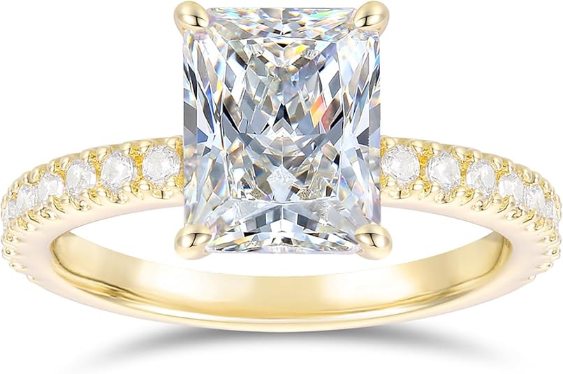 14K Gold Radiant Cut Moissanite Engagement Rings for Women
