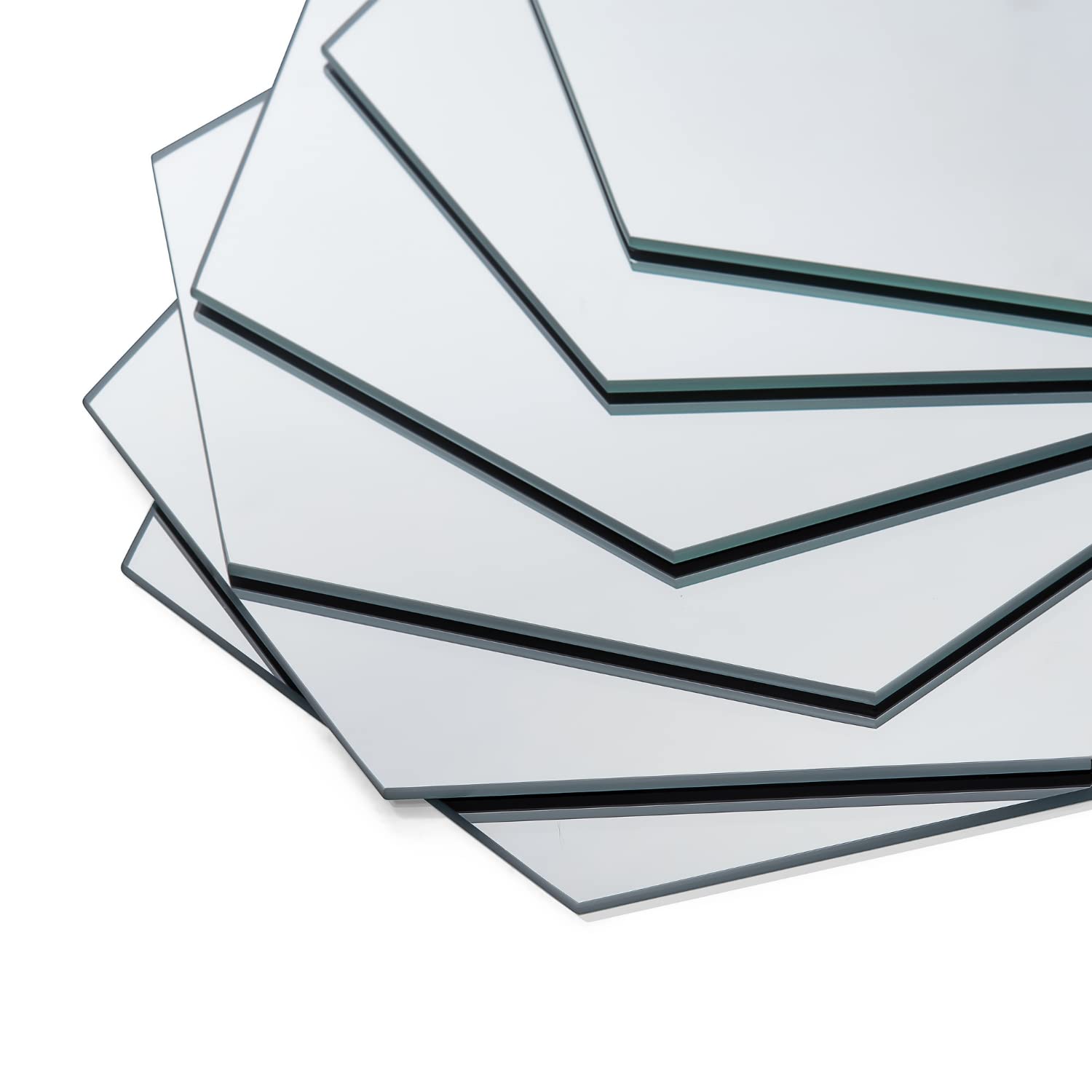 GOLD&CHROME UNIQUE DESIGNCrystal Wall Mirror, Set of 6 Pieces, Hexagonal, 9,45x8,18x0,12 in, 0,33 lb, Self-Adhesive, Tape Included, C-Edge, Modern, Minimalist