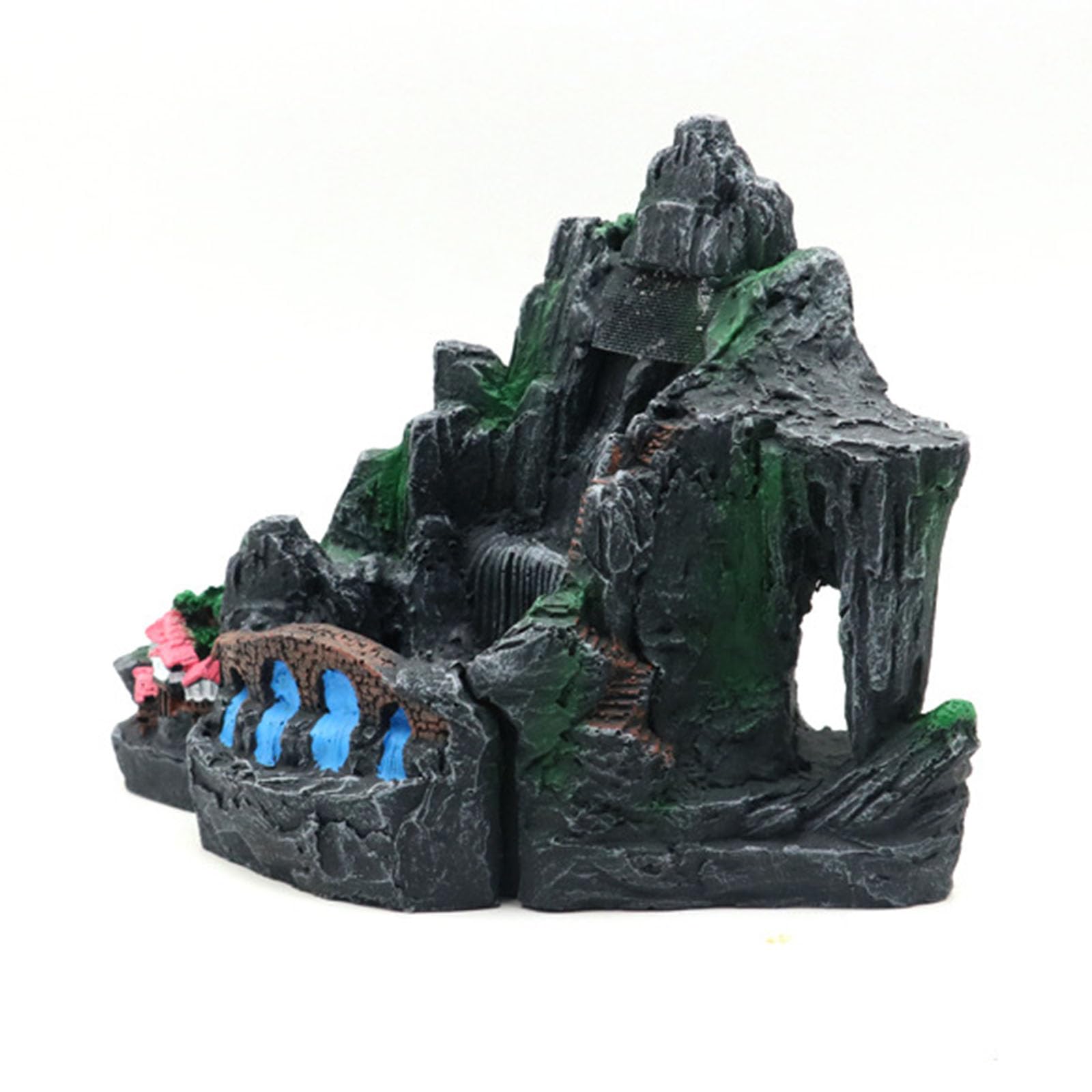 PANGBOER Fishtank Artificial Plant Landscape Fish Tanks Decorations for Aquariums Terrarium Shrimp Waterfall Ornaments Habitat Resin Aquarium Waterfall Decors