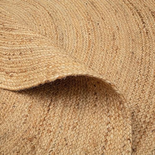 Jaipur Handloom Hand Braided Ivory Round Jute Rug Round Area Rug Scalloped Rug for Farmhouse, Living Room, Dining Room, Kitchen (Beige Round Rug, 11 Feet Round (132 x 132 Inches)) - Image 8