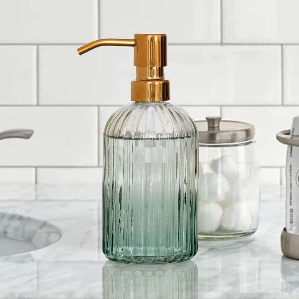 Distributore di Sapone in Vetro con Pompa a Pressione e Parte Superiore in Acciaio Inossidabile