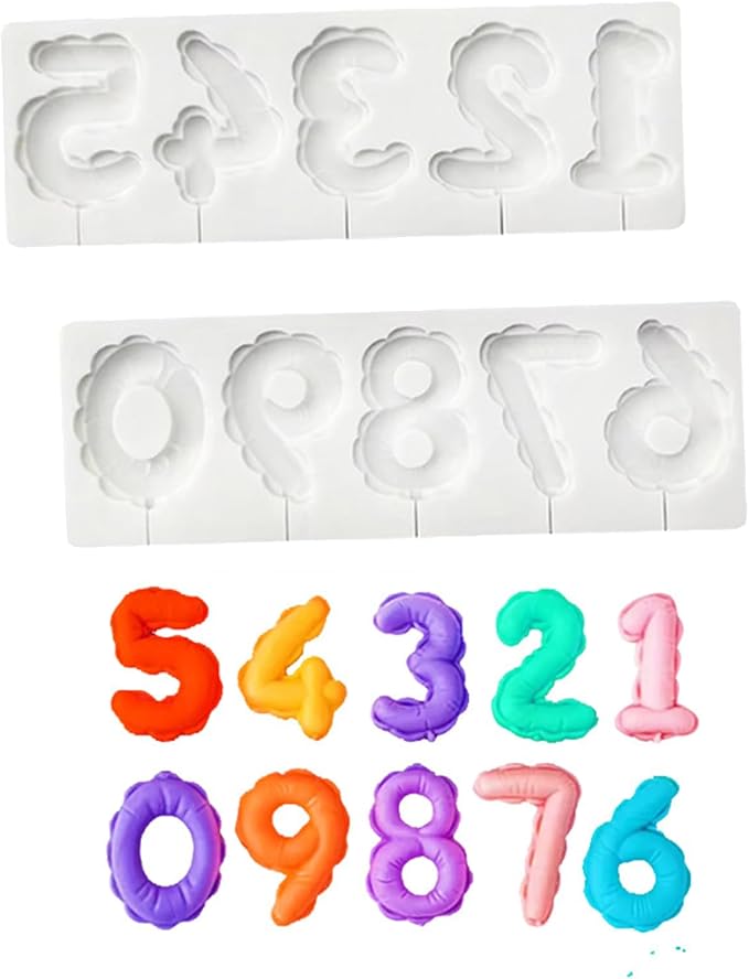 Moldes de silicona para globo números, antiadherente para repostería miniatura 8