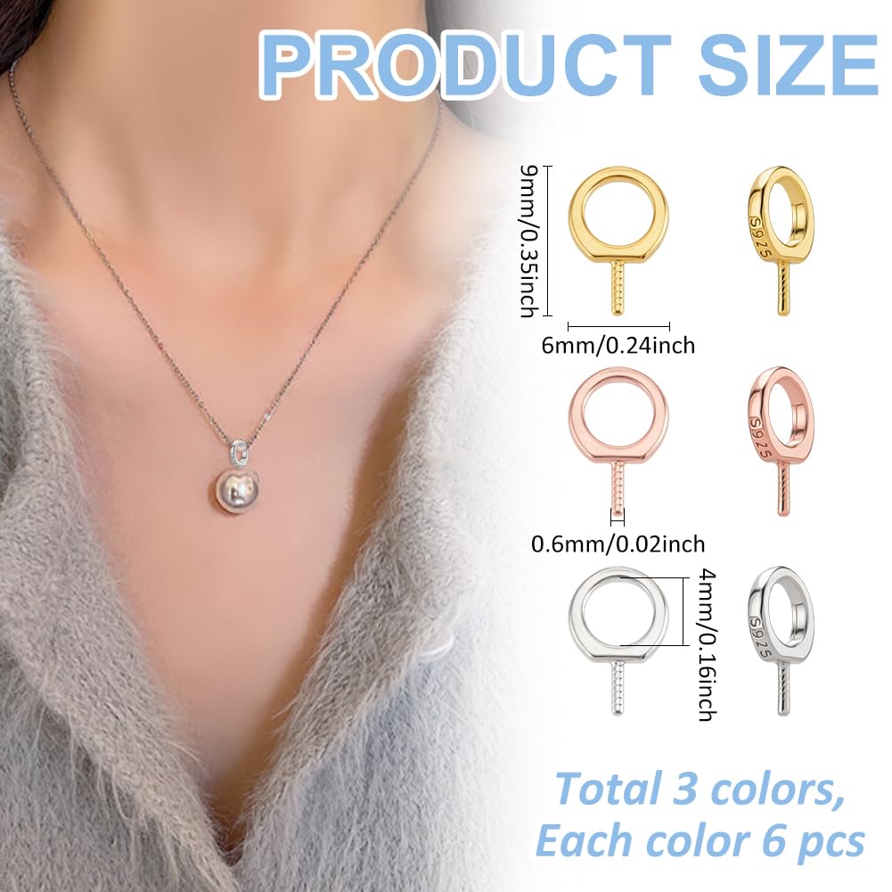 18 Stück Ösenstift Ösenstift Sterling Silber Schrauböse Öse Gold Strass Tasse Perlenverbinder Für Halb Gebohrte Perlen Charm Anhänger