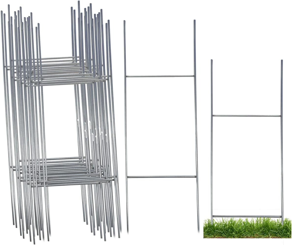 Heavy Duty Metal H Frame Wire Step Stake for Yard Signs - 10 x 30 inch (10 x 30 - 25 Pack)