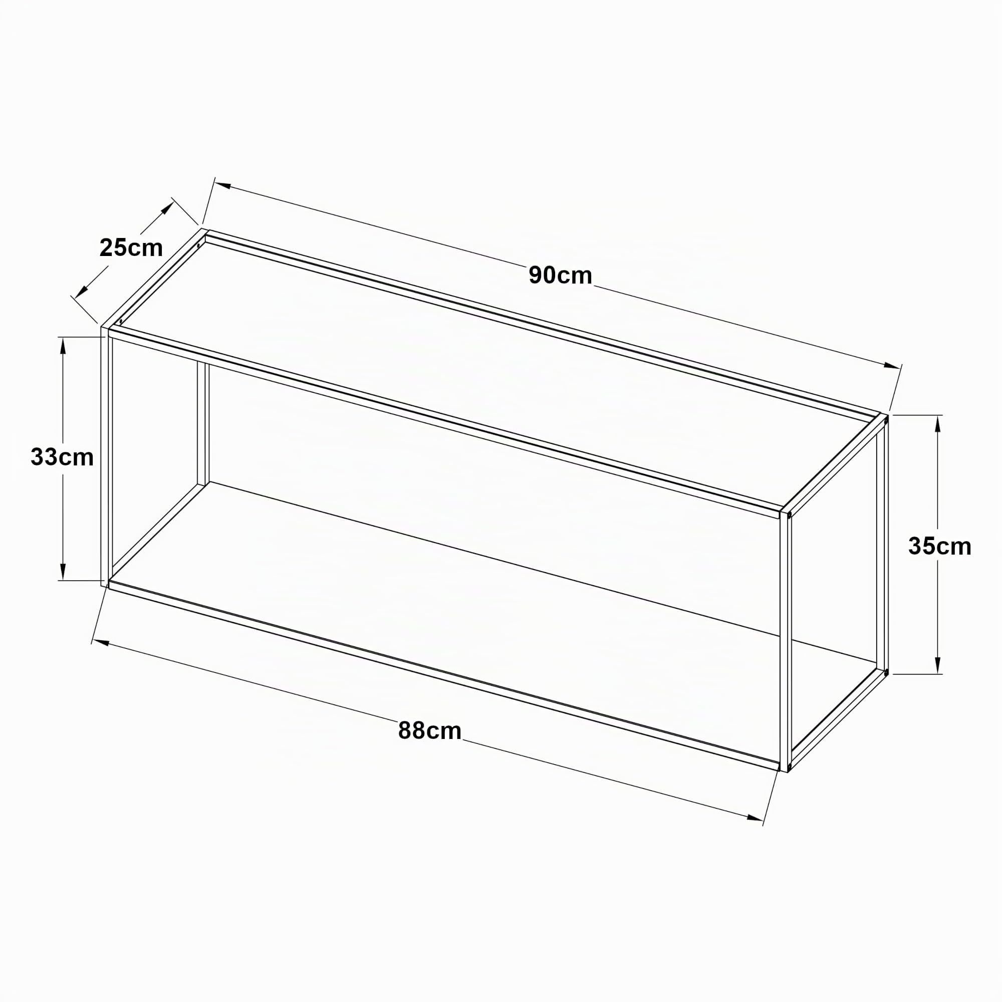 [en.casa] Estantería de Pared con 2 Estantes Baldas Flotantes Estantería de Cocina Parra Tarros Organizador de Baño Escritorio Versátil Diseño Industrial Acero 90 x 25 x 35 cm - Negro