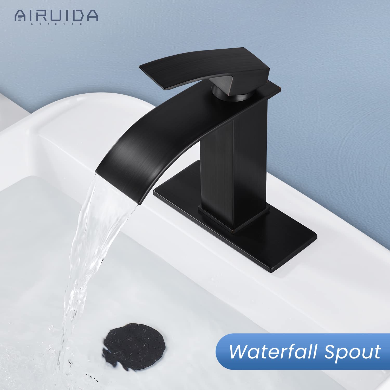 Grifo De Baño Negro Mate De Un Solo Mango Con Arco Alto Y Dr | Meses