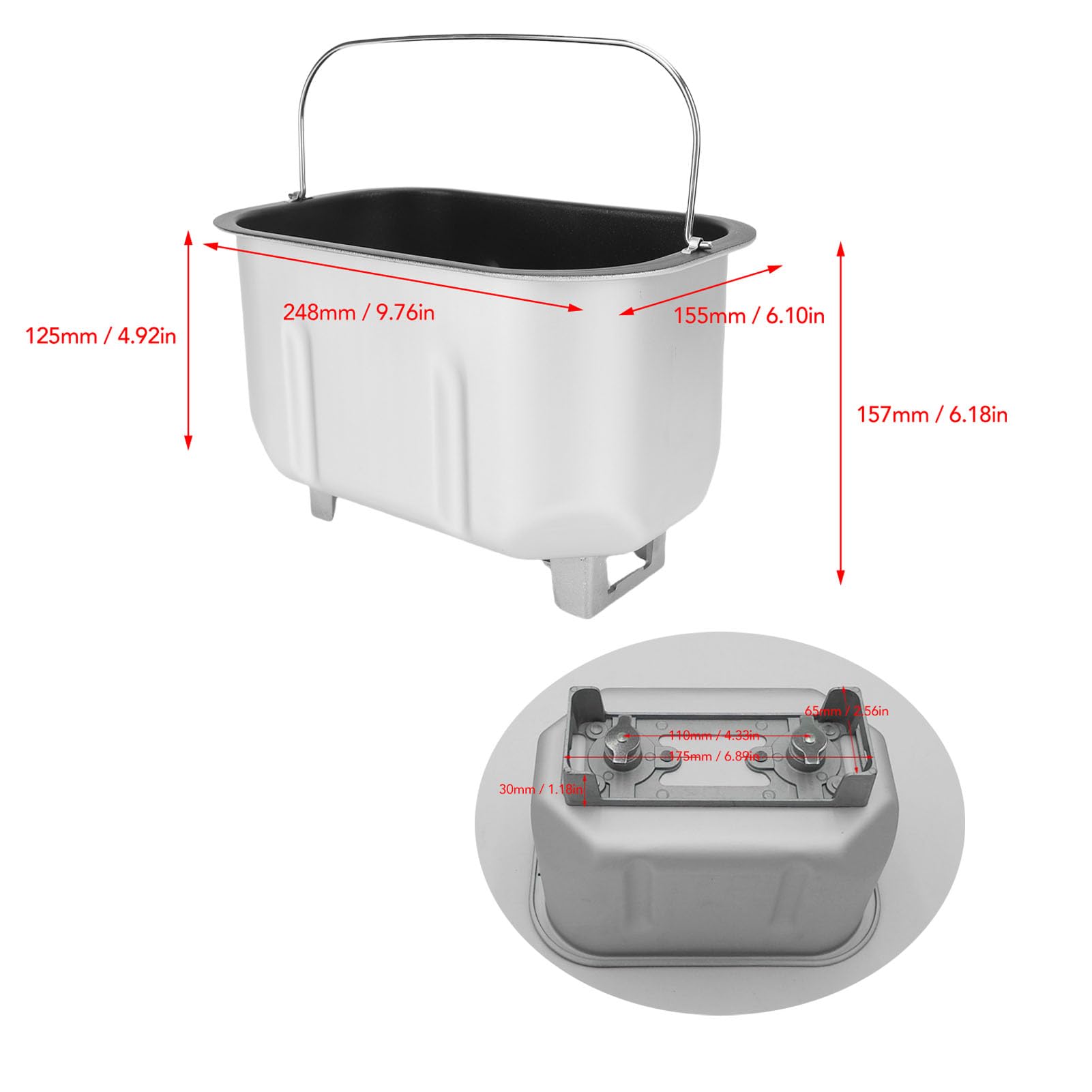 Generic Cubeta Doble para Máquina de Pan con Paletas Mezcladoras y Revestimiento Antiadherente Compatible con Diversas Panificadoras Domésticas Cocinas y Panaderías Comerciales