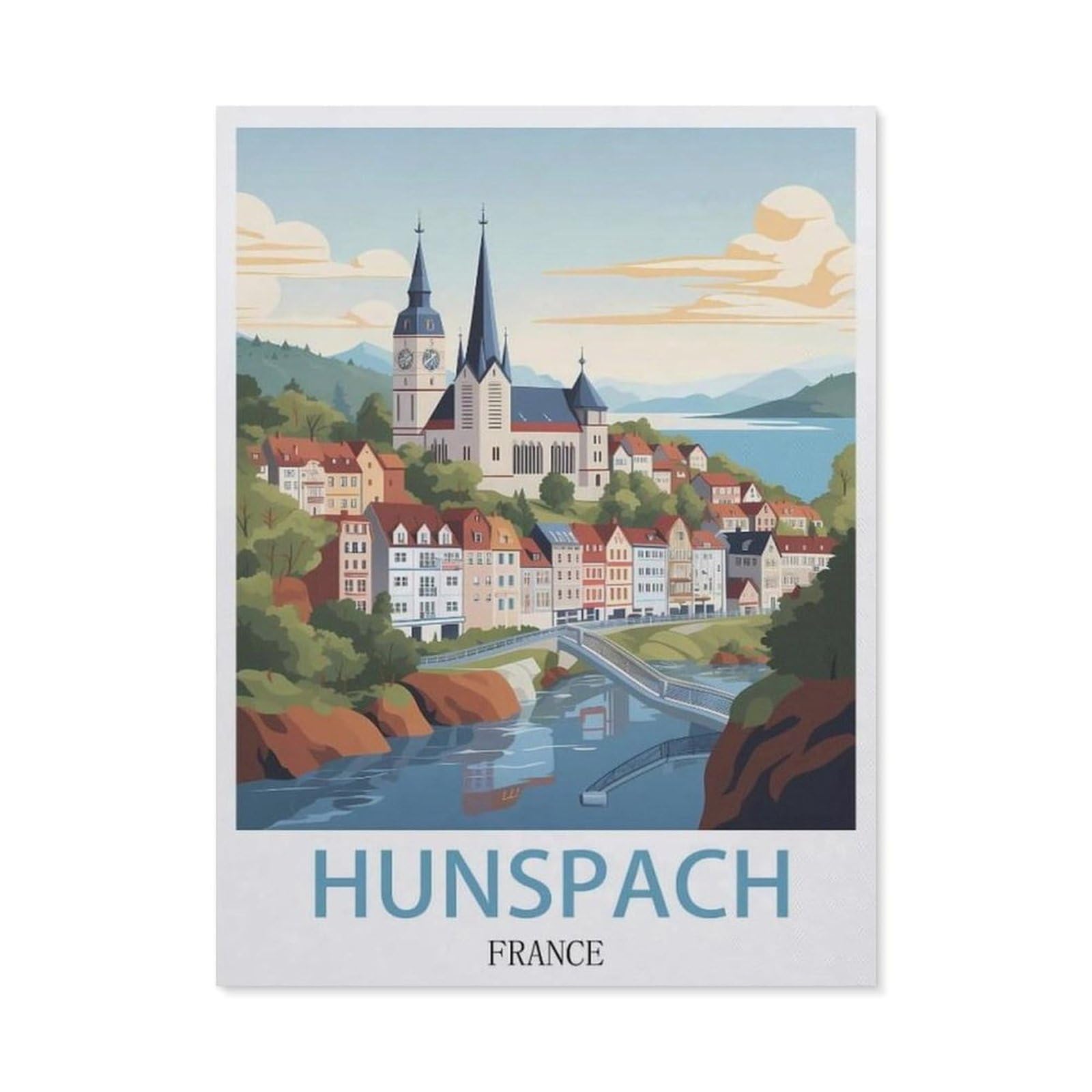 Vintage Wall Decor Metal Poster Plaque，Hunspach France(30x40cm）