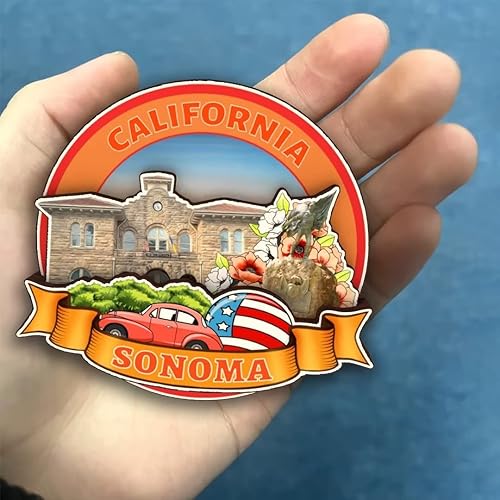 Miniatura 4 de Sonoma California USA America - Imán para nevera de madera, colección 3D, hecho a mano, viajes, ciudad, recuerdos, refrigerador, decoración del
