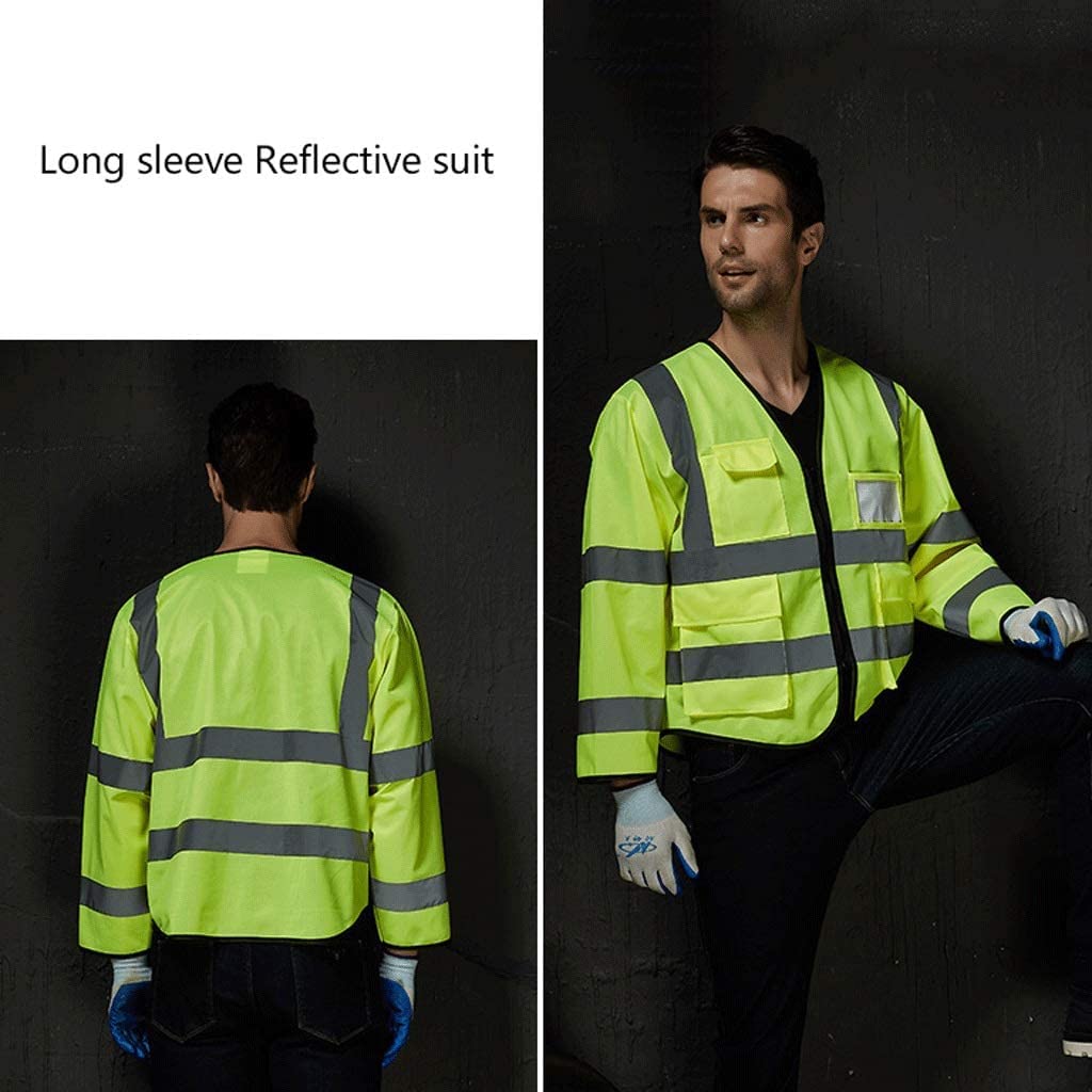 Chalecos de seguridad, chalecos reflectantes de alta visibilidad, traje reflectante de manga larga, chaleco reflectante de seguridad, traje de ciclismo cálido fluorescente, chalecos reflectantes