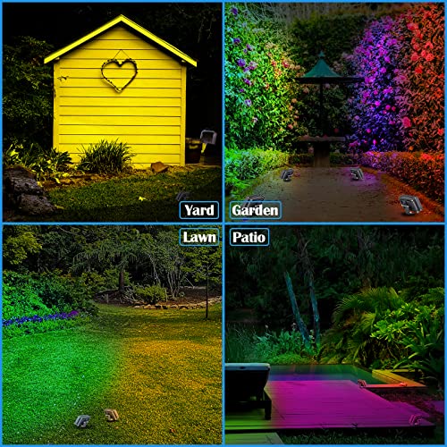 Zjojo Led Flood Light Outdoor, Christmas Decorations 250W Equivalent 2500Lm, Rgb Flood Light Uplighting,Music/Mic Sync App Control Ip66 Waterproof, Timing, 2700K&16 Million Colors 12 Modes 4 Pack #TOP6