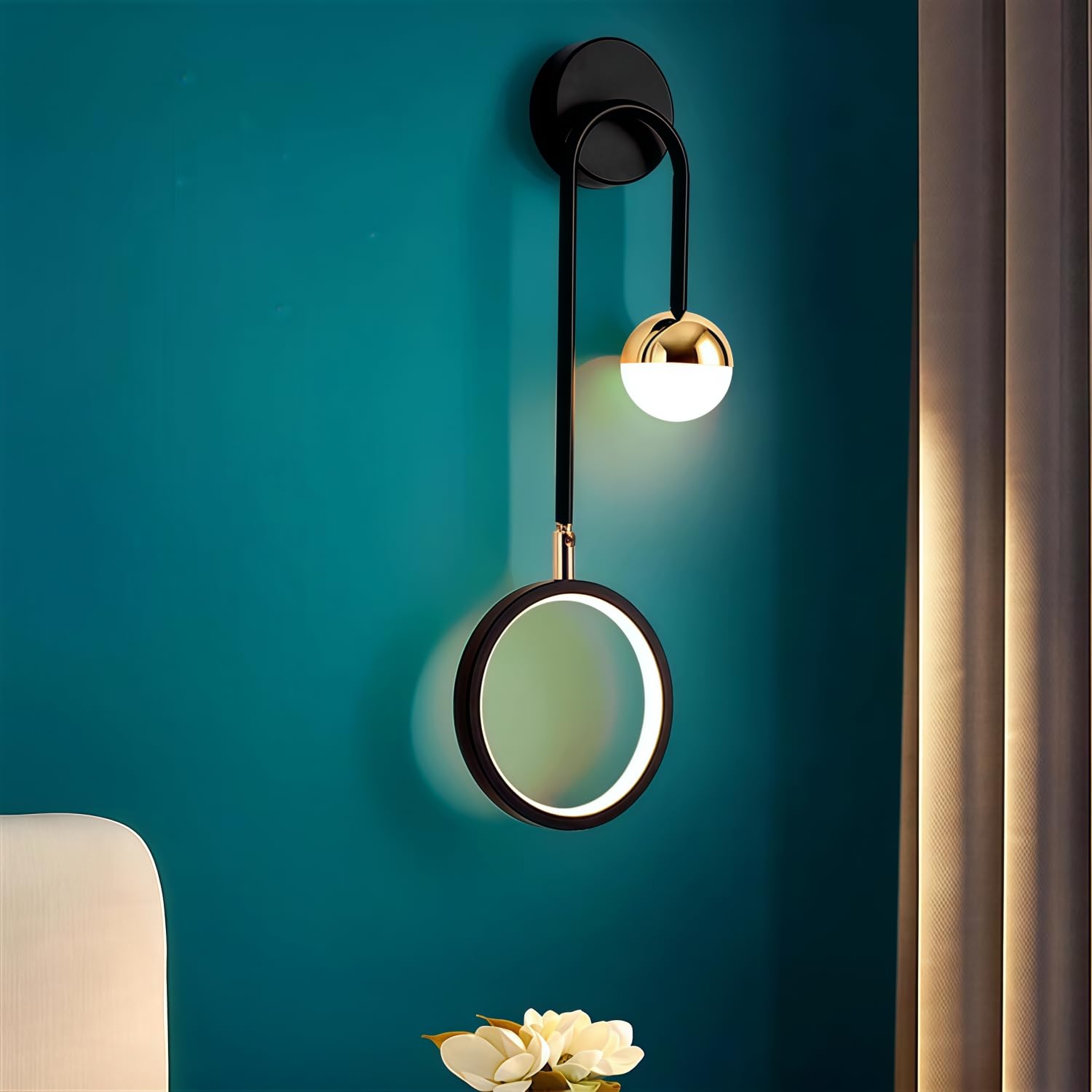 LED Wandbeleuchtung Energieeinsparung Effizientes Nachtlicht Moderne Einfachheit (Black, Black)