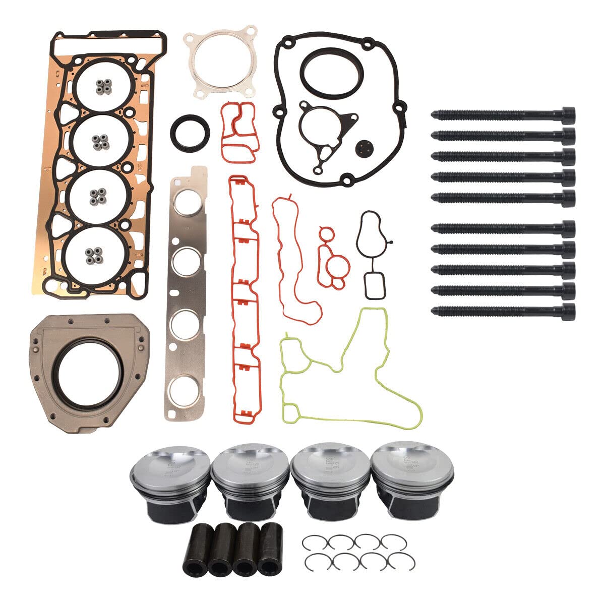 Kit Guarnizioni Pistone e Testa Compatibile con G0lf Trans-porter E0S A3 A4 2.0 TSI Ø23mm CAE CCZ CAW 06D103385D