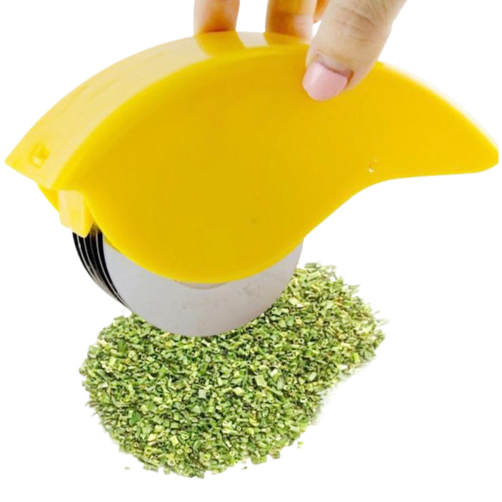 BEAHING Herb Roller with 6 Blade, Manual Herb Chopper Stainless Steel PP Sharp Detachable Washable for Cilantro Scallion Parsley Yellow