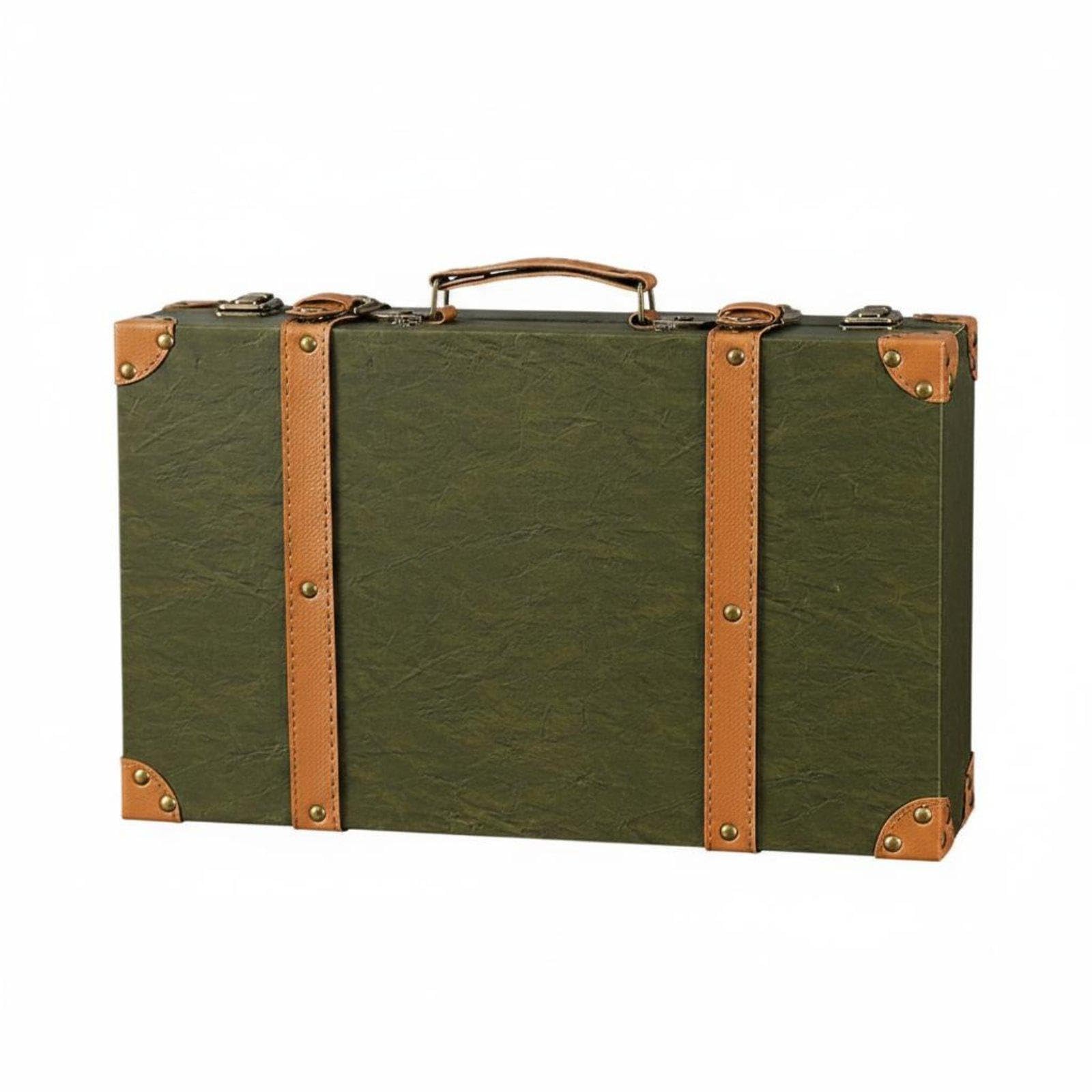 Meadawgs®3 Pieces Vintage Suitcase Set Photo Prop Retro Leather Trunk Set Multipurpose Vintage Suitcase Box for Shop Window, Bedroom 1120K Sand Green L|Travel|Vintage Luggage & Travel Accs-image-34