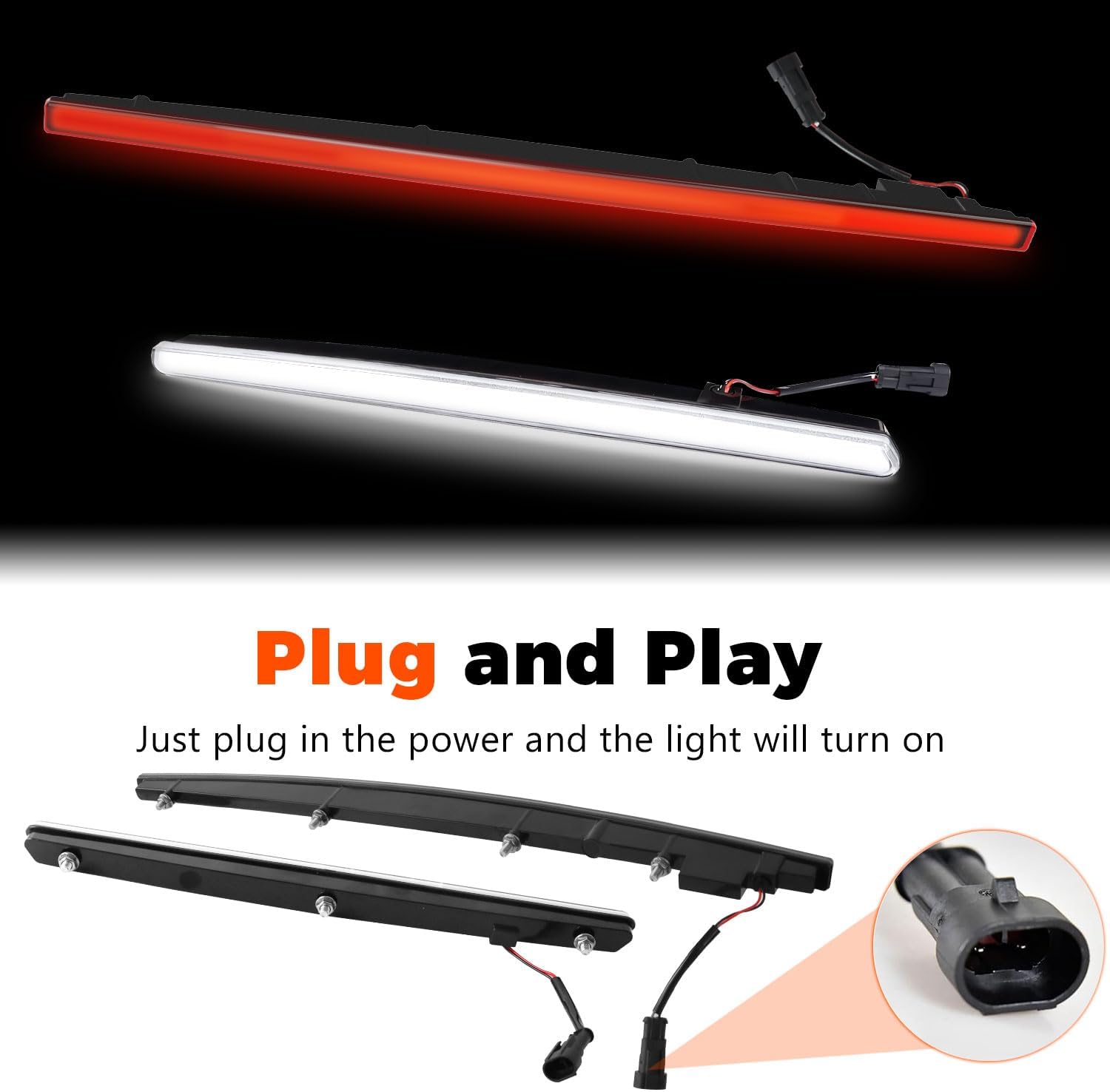 Accent Light Kit for Polaris RZR XP 1000 2024 2025 2026 Accessories, Front LED Grille Accent Signature Light and Black Rear Center Accent Lamp Taillight for Polaris RZR XP/XP 4 1000 2024+